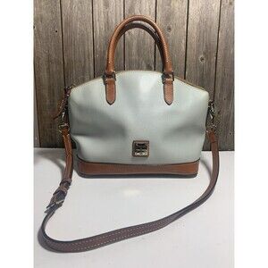 Dooney & Bourke Pebble Grain Zip Zip Satchel Leather Bag Pale Blue